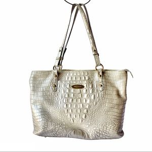 Brahmin Asher Medium Metallic Gold Reptile Tote